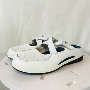 Drew Shoes Constellation White Leather‎ Mesh Adjustable Strap Clogs Womens 11M